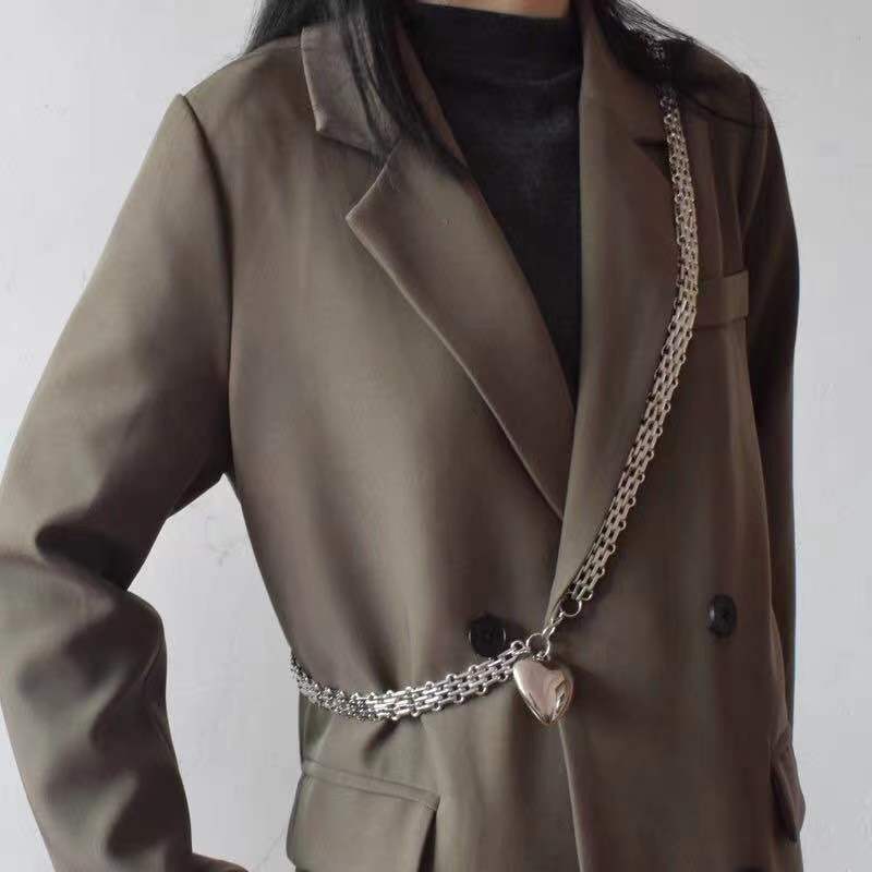 Women's Exaggerated Shiny Metal Love Chain Splicing Pendant Waist Decoration Waist Decoration Waist Dress Waist Decoration