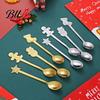 Elegant Table Decor for Parties 4Pcs Christmas Dessert Spoons, Stainless Steel Coffee Spoons with Gingerbread Star Shaped Stirring Man Stocking