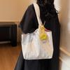 New Double-sided Shoulder Bag Plaid Canvas Versatile Handbag Korean Style Lightweight Canvas Bag Casual Commute