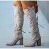 Autumn Winter Women Fashion Casual Vintage Retro Long Knee-high Cowboy Boots Square Heel Long Boots Botas De Mujer