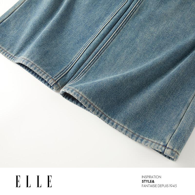 ELLE Damen Retro High-Waist Wide-Leg Jeans