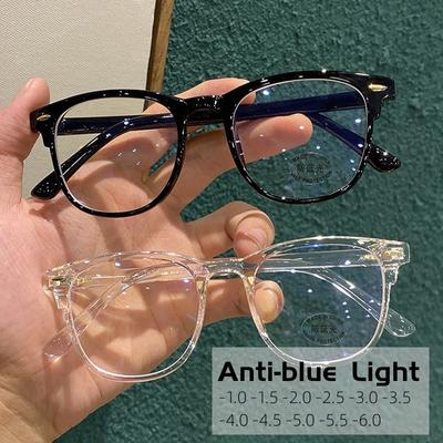 Anti-Blue Light Myopia Glasses Women Oversized Ultralight Eyewear Protective Computer Nearsight Eye Glasses Diopter 0 To -6.0