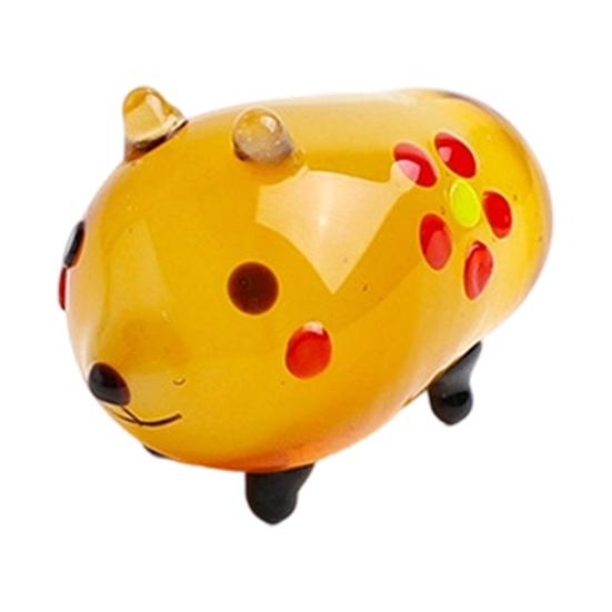 Mini Glass Animal Ornament Handcrafted Figurine Cute Animal Tiny Colored Glass Miniature for Desktop Bookshelf Decoration