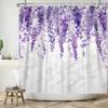 Top Fresh Watercolor Plants And Flowers Leaf Pattern Bathroom Shower Curtain Home Decoration Waterproof Tape Hooks