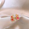 Vintage Oil Painting Flower Stud Earrings for Women Exquisite Metal Peach Blossom Earrings Jewelry Gifts Daily Fancy Accessories