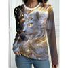 Autumn and Winter Women's Animal 3D Printed Crew Neck Long Sleeve T-Shirt