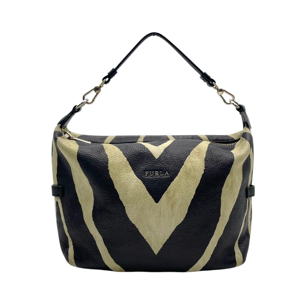 Used Furla Shoulder Bag Zebra Pattern 2-Way Shoulder BagShoulder Bag black/white leather Women
