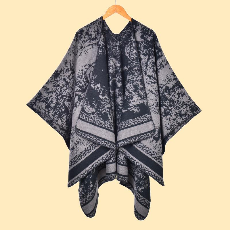 Literary niche women's scarf shawl forest series thickened warm imitation cashmere split double-sided shawl