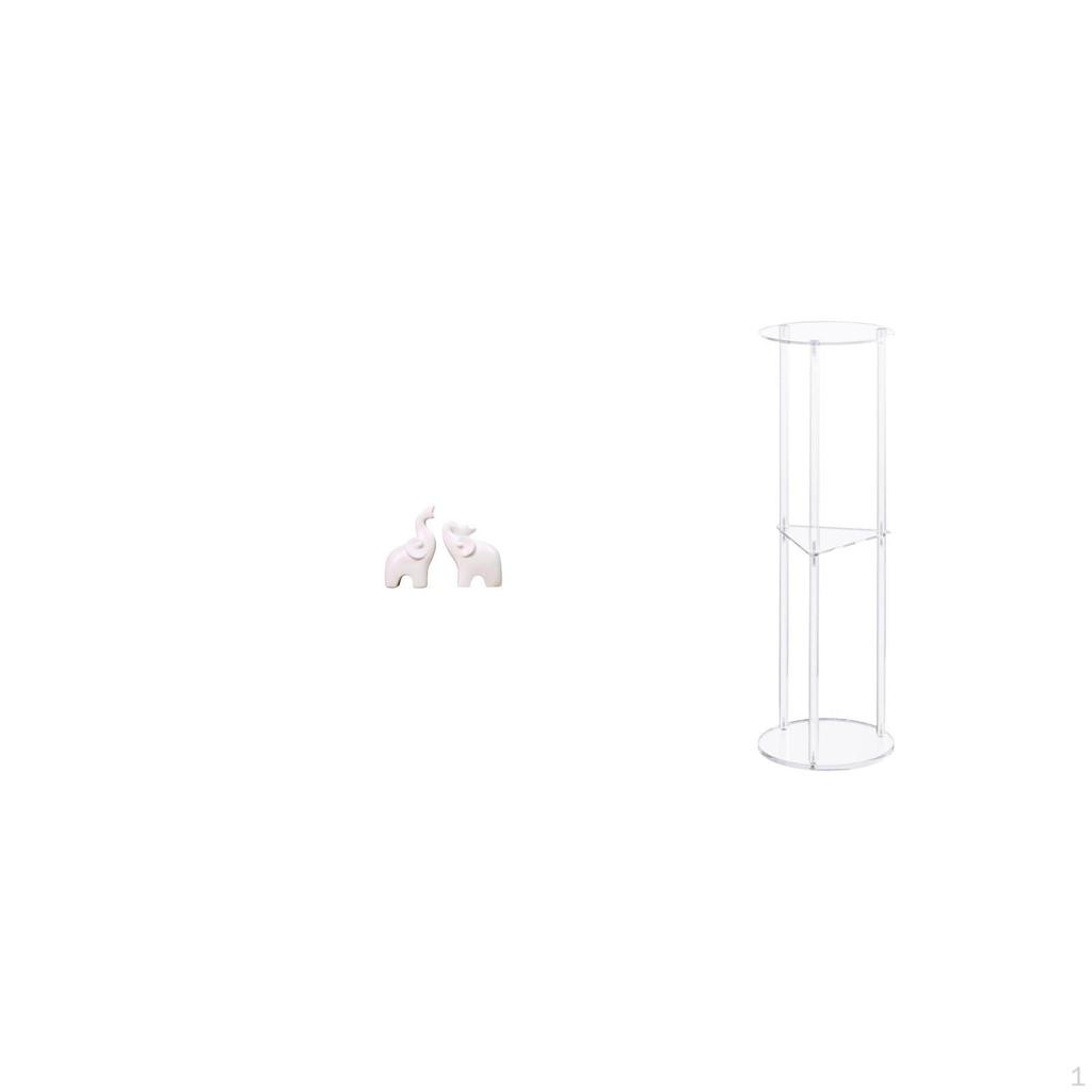 Elephant Sculptures And Clear Acrylic Side Table Ornaments for Home Office Bedroom Decor Small Space