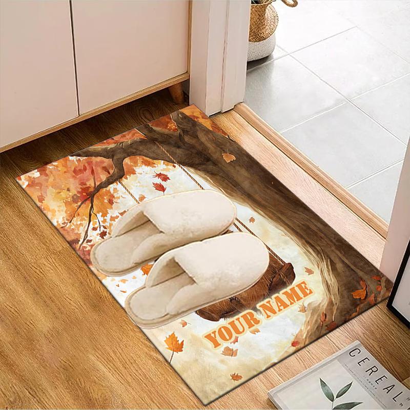1PC Custom Name Autumnal Quokka Theme Floor Mat Ideal for Living Room, Game Rooms, Office, Bedroom Floor Mat Playful Design