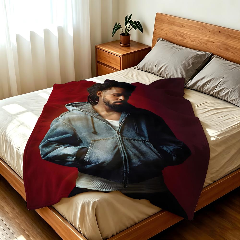 Music J-J.Cole Throw High-Density Short Plush Blanket Soft Skin-Friendly for Sofa Nap Air-Conditioned Room
