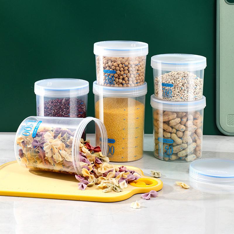 Transparente Vorratsgläser mit großem Fassungsvermögen und Verschluss, feuchtigkeitsdichte Küchen-Aufbewahrungsboxen für Müsli, luftdichtes Lebensmittelglas aus Kunststoff
