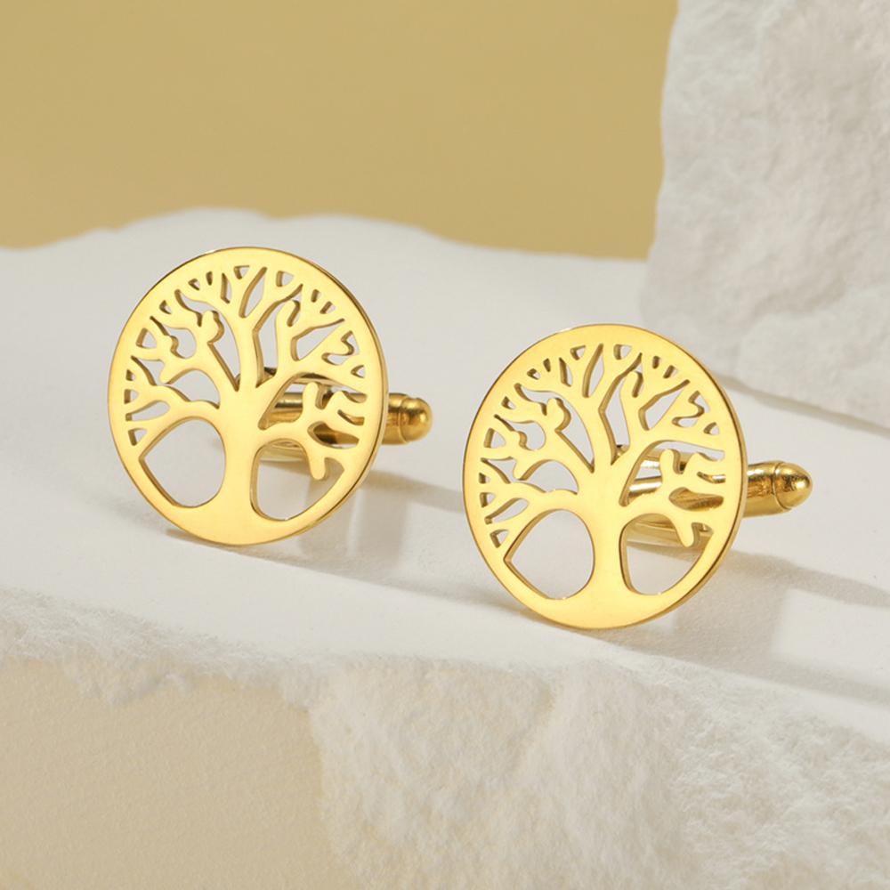 My Shape Manschettenknöpfe für Herren Lebensbaum Manschettenknöpfe Stammbaum Runde Manschettenknöpfe Business Hochzeitsanzug Hemd Edelstahl Schmuck