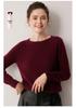 Pull en tricot uni à col rond 100 % cachemire pour femme