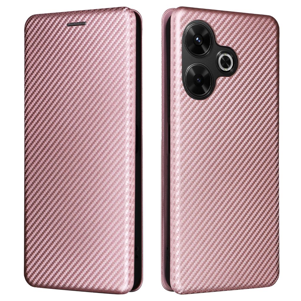 Dla Xiaomi Redmi 13 5G/13 4G/Note 13R 5G Etui na telefon Skóra o teksturze włókna węglowego Pokrowiec ze stojakiem