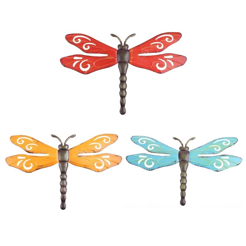 Metal Dragonfly Wall Decoration Garden Fence Outdoor Wall Art for Ideal Gift Outdoor Wall Decoration Suitable for Yard P