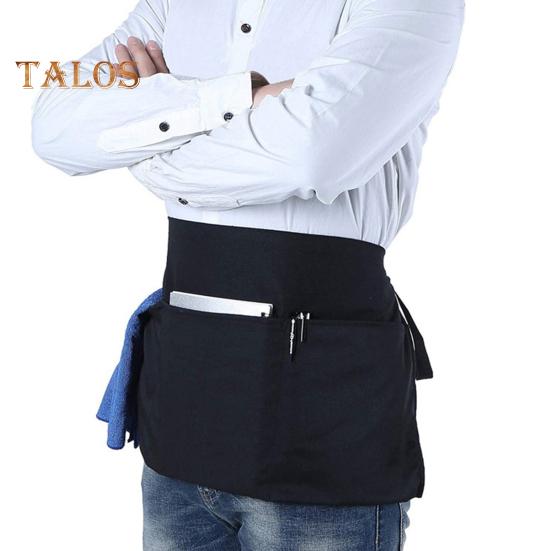 Waiter Apron with Long Straps Widely Used Non-Fading Practical Waiter Waitress Waist Apron with Pockets Kitchen Supplies