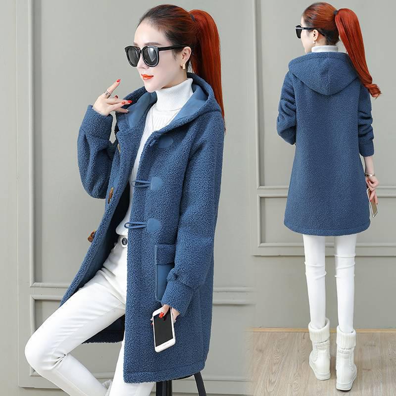 

Women s Fleece-Lined Lambswool Coat - 2025 Winter Korean Style Loose Fur Design M (85-100 Jin)