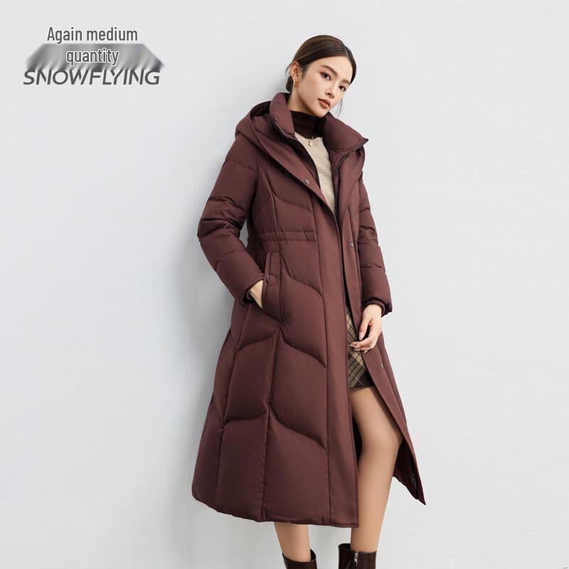 SNOWFLYING Women's Elegant Over-the-Knee Thickened Down Jacket
