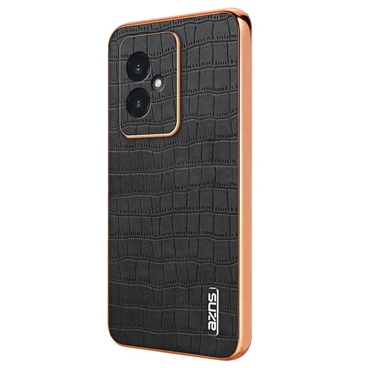 

AZNS For Honor 100 5G Case Crocodile Texture Leather+TPU Cover Electroplating Frame