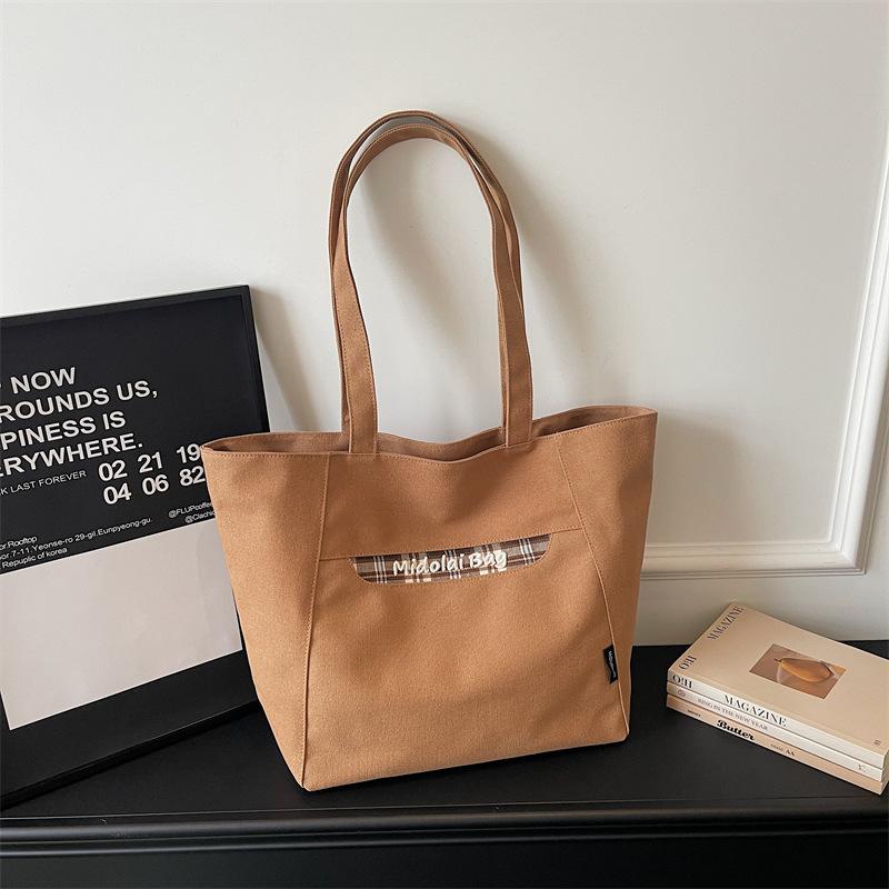 New Fashi Large Capacity Canvas Simple Shoulder Bag Women Casual Commuting Bag Fashiable and Versatile Tote Bag Ins Style
