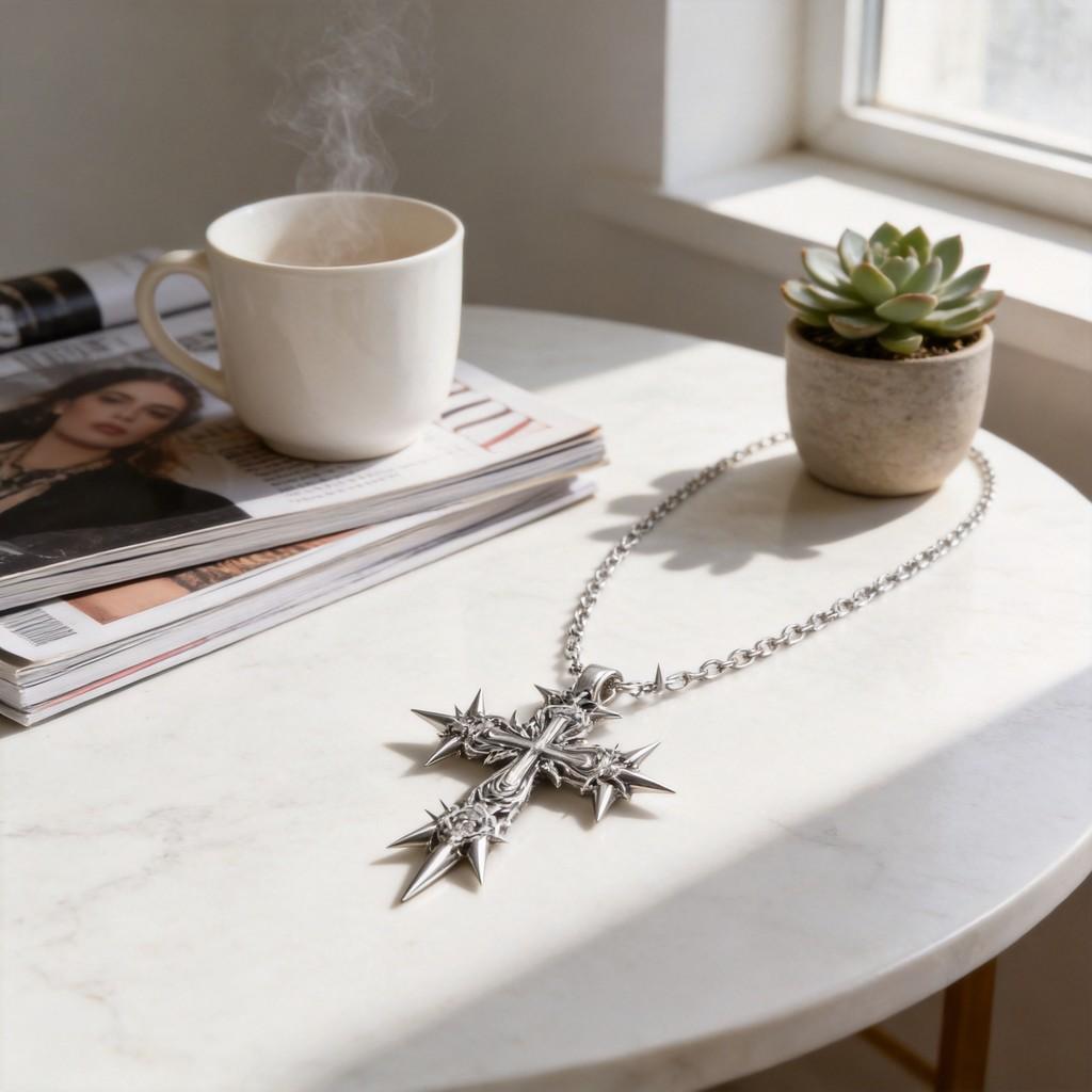 Minimalist Silver Cross Chain Necklace With Alloy Material For Men And Women
