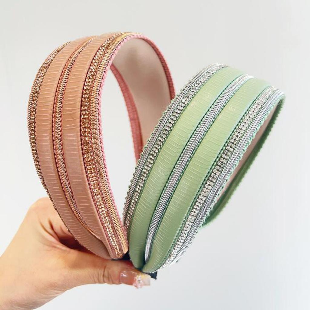 PROLY New Fashion Headband For Women Wide Side PU Leather Hairband Top Quality Shining Rhinestone Hair Accessories