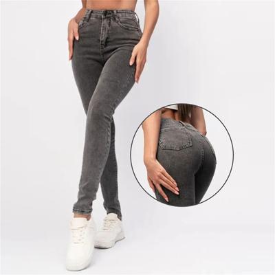 Módní ženy Stretch Jeans Dámské štíhlé elastické kalhoty se středním pasem