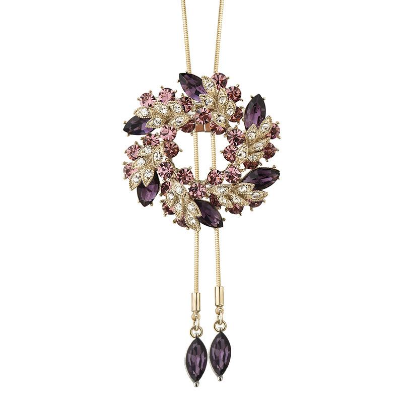 

Новая универсальная цепочка для свитера, модное и элегантное длинное ожерелье со спиральным цветком для женщин с двумя цветами на груди 86cm