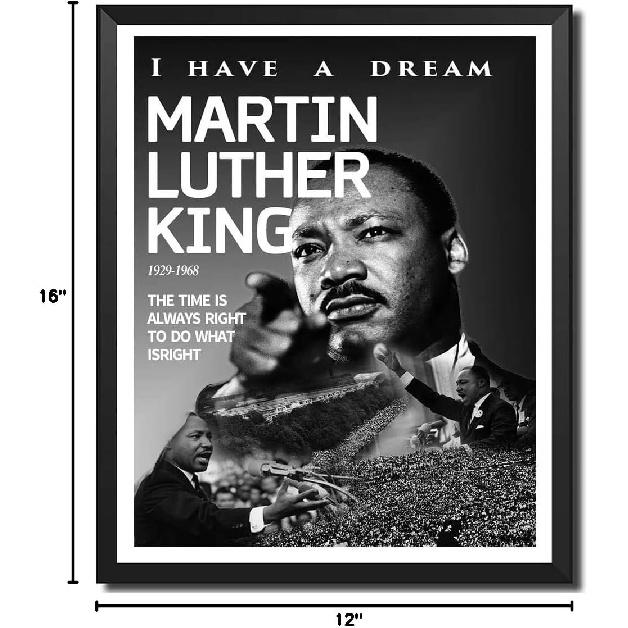 Inspirational Martin Luther King Jr. Quote Wall Art Canvas Print African American Hero MLK Wall Decor Black History Month Poster for Office or Room
