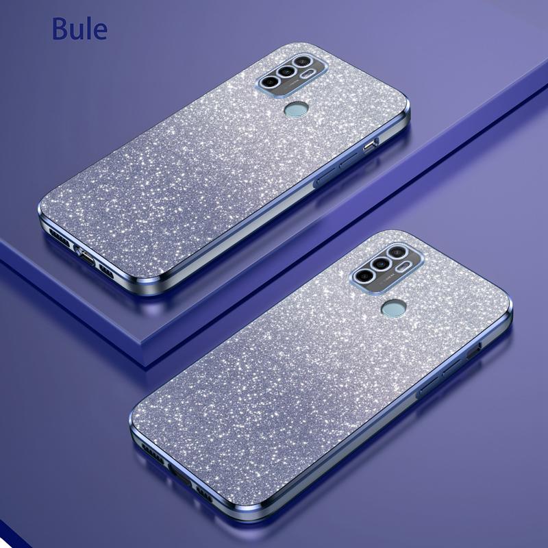 

Блестящий силиконовый чехол с гальваническим покрытием для OPPO A32 A52 2020 A53S 4G, мягкая задняя крышка для защиты объектива камеры OPPO A53S 4G синий