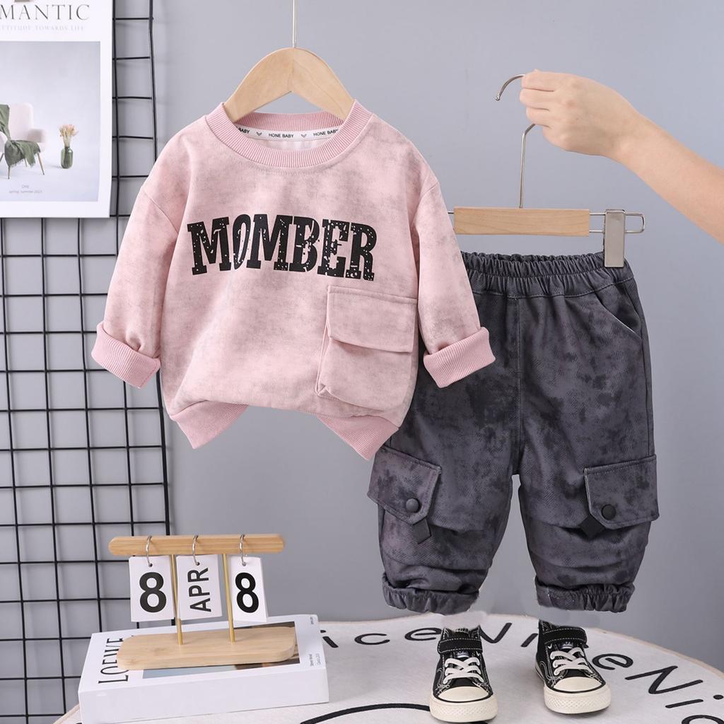 Kids Casual Long-Sleeve Set, Comfortable Daily Wear Outfits