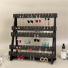 Multilayer Wooden Earring Stand Holder High-capacity Jewelry Storage Organizer Display Rack for Home Living Room Bedroom