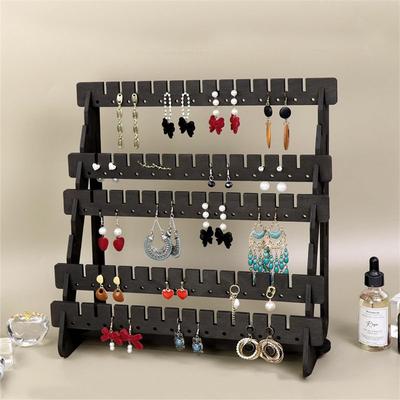 Multilayer Wooden Earring Stand Holder High-capacity Jewelry Storage Organizer Display Rack for Home Living Room Bedroom