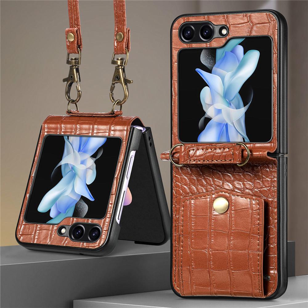 

Роскошный кошелек с ремешком, держатель для карт, защитный чехол для Samsung Galaxy Z Flip 5 5G, противоударный чехол для телефона, чехлы For Z Flip 5