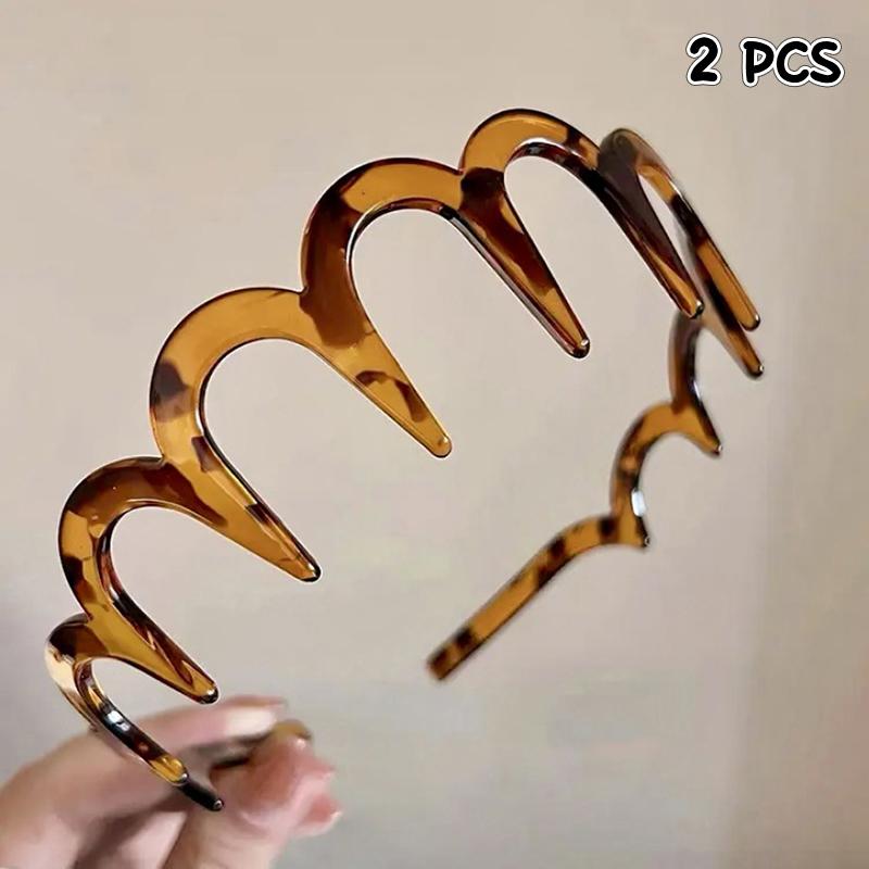 

2 шт. Модные универсальные повязки на голову для умывания и волос для женщин и девушек, повязка на голову с зубцами против скольжения, простой обруч для волос, аксессуары для волос