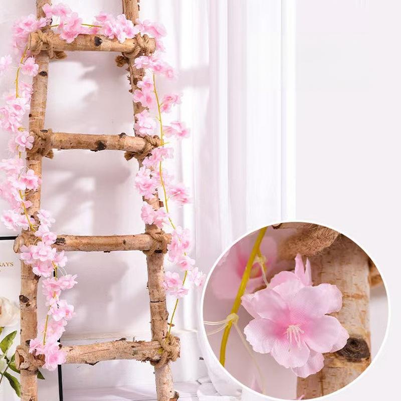 2Pcs Wedding Party Backdrop Diy Home Garden Decor 180Cm Artificial Cherry Blossom Garland Fake Flower Vine Wall Decoration