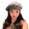 New Ankora Red Wool Knitted Beret Women's Autumn and Winter Style Big Head Circumference Showing Face Little Painter's Hat