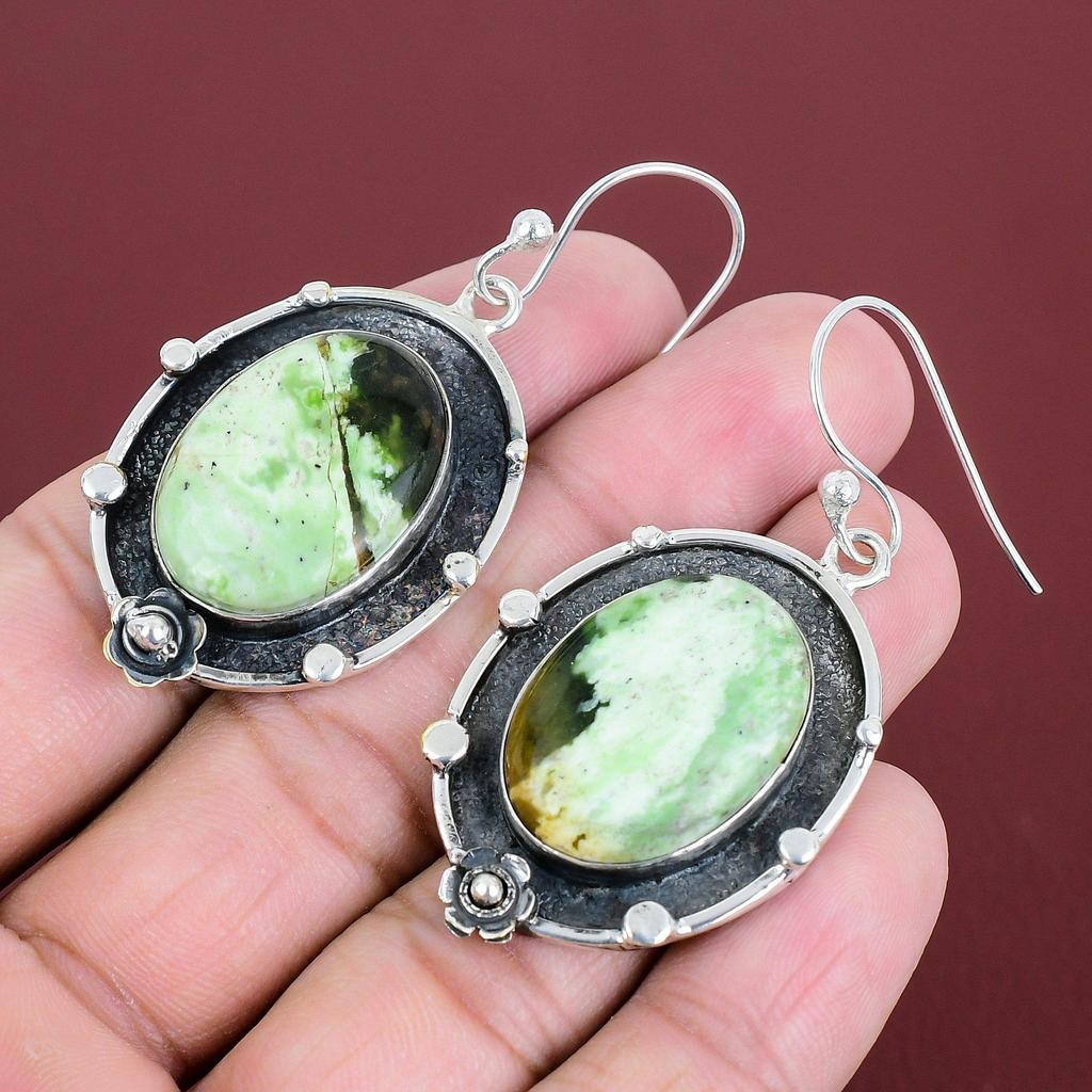 Australian Chrome Chalcedony Earring 925 Sterling Silver Earrings Gemstone Earring Handmade Jewelry Healing Stone Earring Gifts For Mother