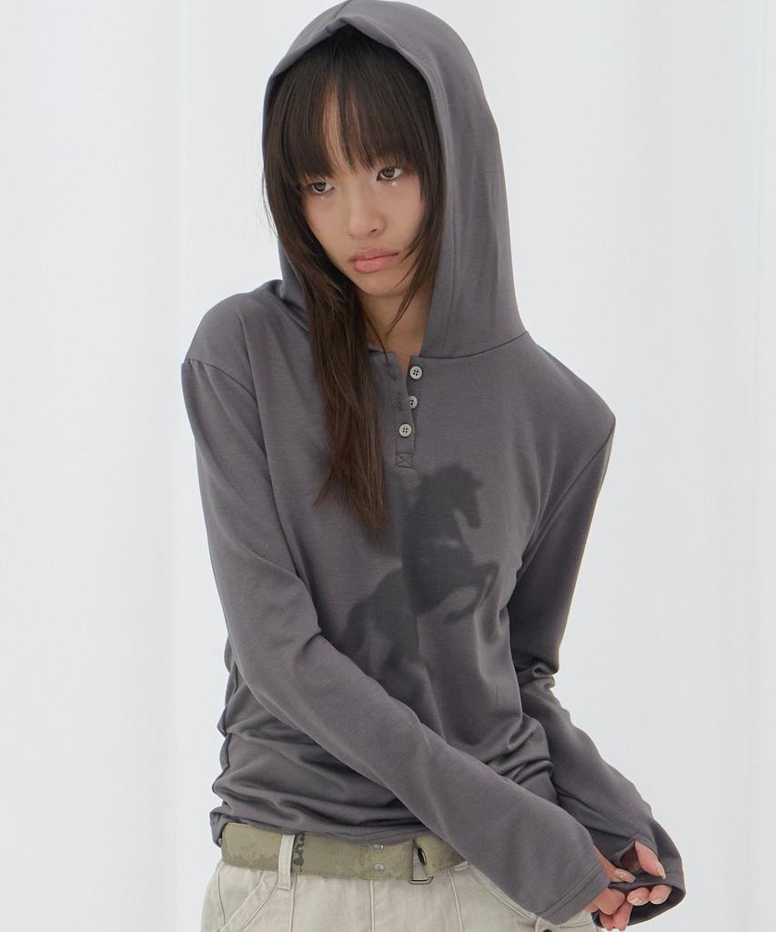 FANCY CLUB Pegasus Hooded Long Sleeve (Charcoal) F26Qb049