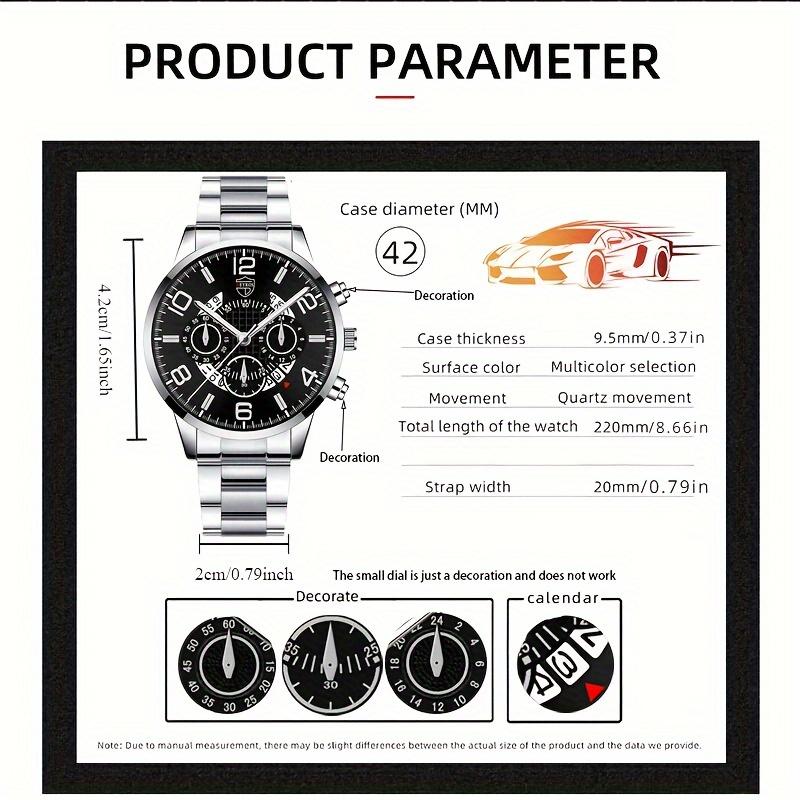 3 pezzi/set, 1 orologio da polso al quarzo con calendario da uomo alla moda e 1 braccialetto casual da uomo e 1 collana classica con croce, scelta ideale per regali per uomini