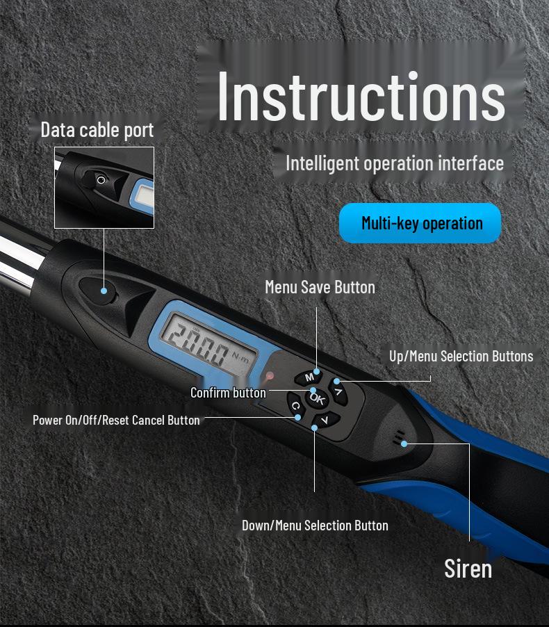 Electronic Digital Torque Wrench with Adjustable Socket for Automotive Repair
