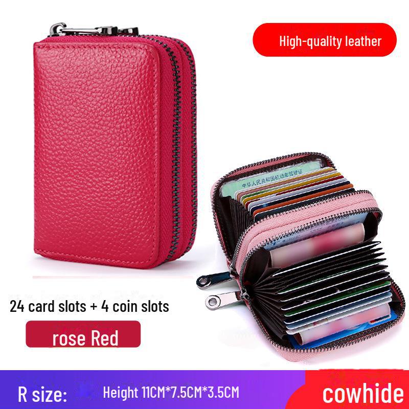 

Мужской и женский тонкий держатель карт из натуральной кожи с большой емкостью и защитой от размагничивания