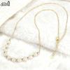 Effie Queen High Quality 925 Silver 14k Gold Round Pearl Choker Necklace Natural Jewelry for Women Wedding Party Banquet GPN23