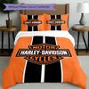 3pcs Duvet Cover Set (1*Duvet Cover + 2*Pillowcase, Without Core), Harley Davidson Print Bedding Set, Bedroom Decor, All‑Season, Gift