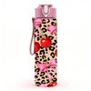 1PC Leopard Print Red Cherry Fruit Print 750ml Color Plastic Sports Water Bottle Leakproof Flip Straw Lid Suitable for Sports Office Home Use