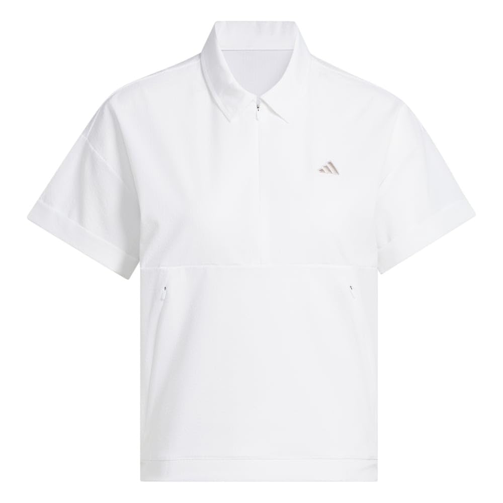 Adidas Golf Beyond the Course Box Silhouette Short Sleeve White Water-Repellent 2-Way Shirt, Women's,