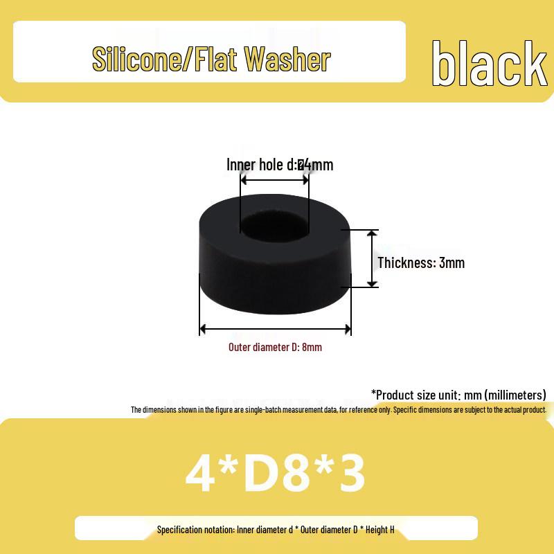 Shock-Absorbing Silicone Washer Pad Gasket – Soft Rubber Flat Sealing for M4, M5, M6, M8, M10.