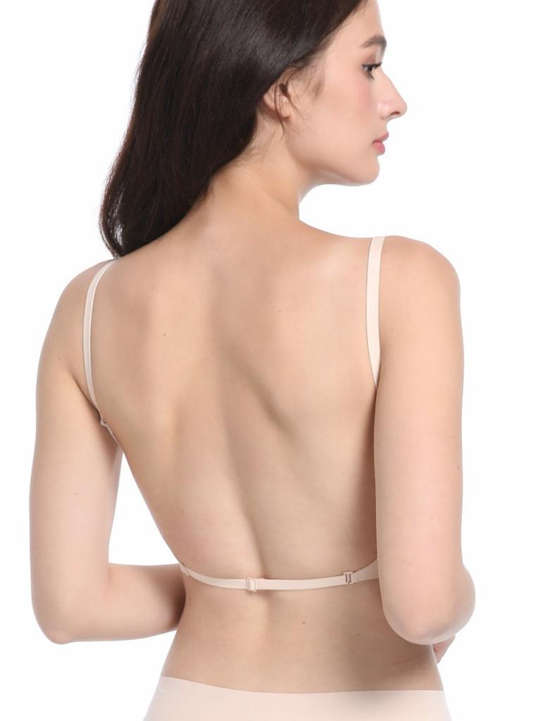 Push Up Bra Backless Women Jelly Bras Low Cut Sexy Plunge Brassiere Open Back Wedding Underwear Invisible Seamless Deep V Lingerie