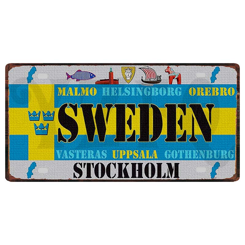 YZFQ Mexico Spain Metal Tin Sign Colombia USA Poster For Wall Restaurant Bar Home Decor 30X15CM Customizable DC-1512A